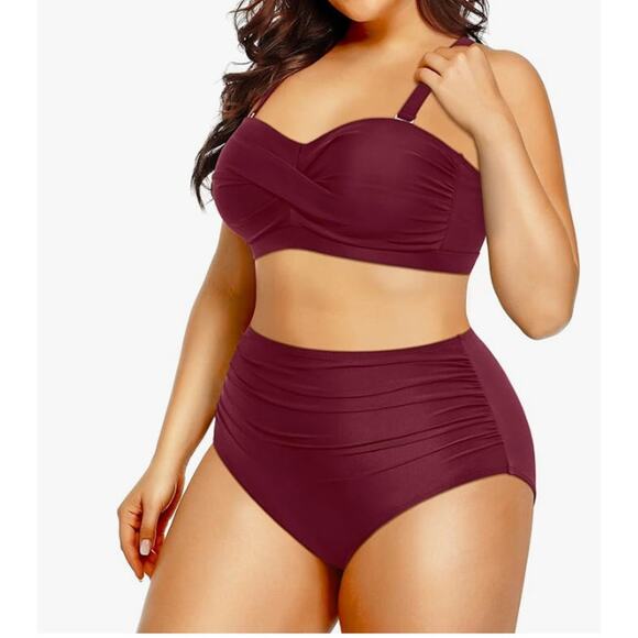 Younique Other - Yonique Swimsuit Womens Plus 22W High Waisted Bandeau Bikini Tummy Control NEW